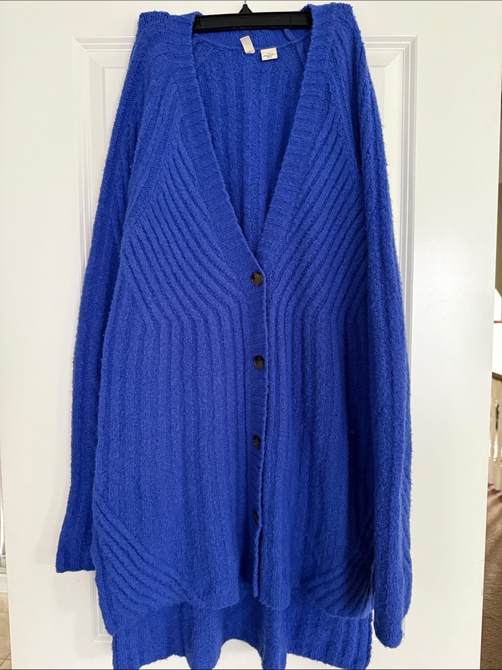 Anthropologie Cobalt Blue V-Neck Button Cardigan